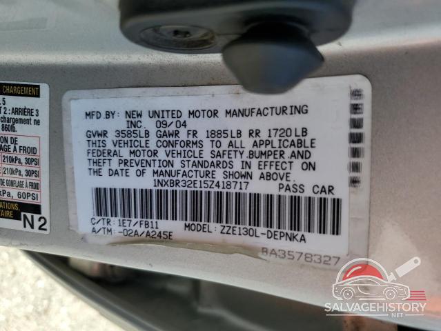 1NXBR32E15Z418717 2005 TOYOTA COROLLA photo no. 12