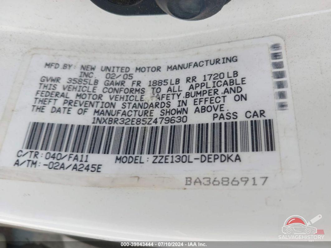 1NXBR32E85Z479630 2005 TOYOTA COROLLA photo no. 9