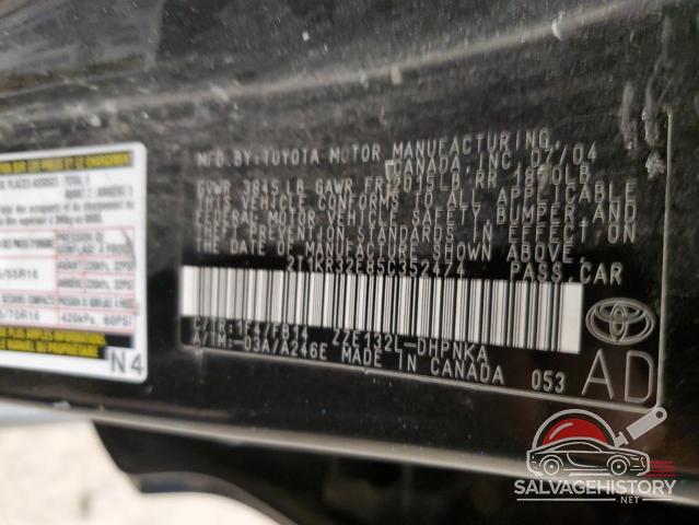 2T1KR32E85C352474 2005 TOYOTA COROLLA photo no. 12