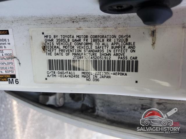 JTDBR32E452051912 2005 TOYOTA COROLLA photo no. 12