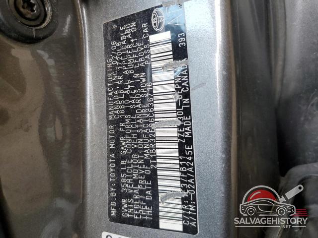 2T1BR32E06C636716 2006 TOYOTA COROLLA photo no. 12