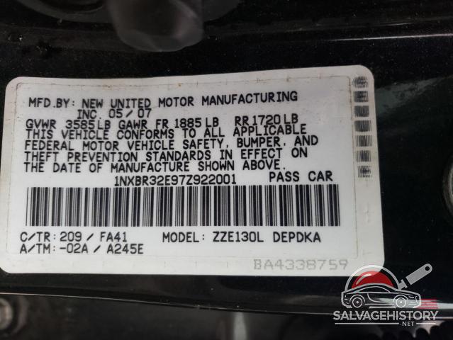 1NXBR32E97Z922001 2007 TOYOTA COROLLA photo no. 12