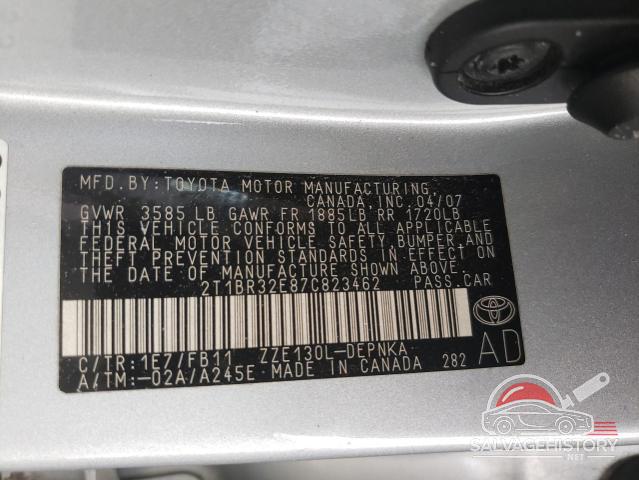 2T1BR32E87C823462 2007 TOYOTA COROLLA photo no. 12