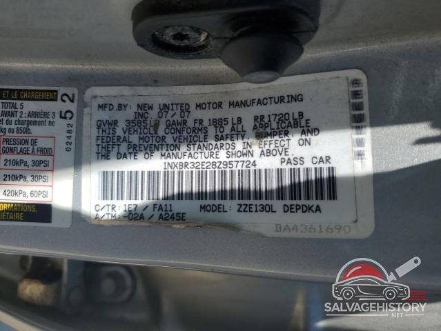 1NXBR32E28Z957724 2008 TOYOTA COROLLA photo no. 12