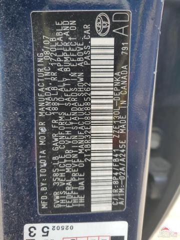 2T1BR32E08C885262 2008 TOYOTA COROLLA photo no. 12