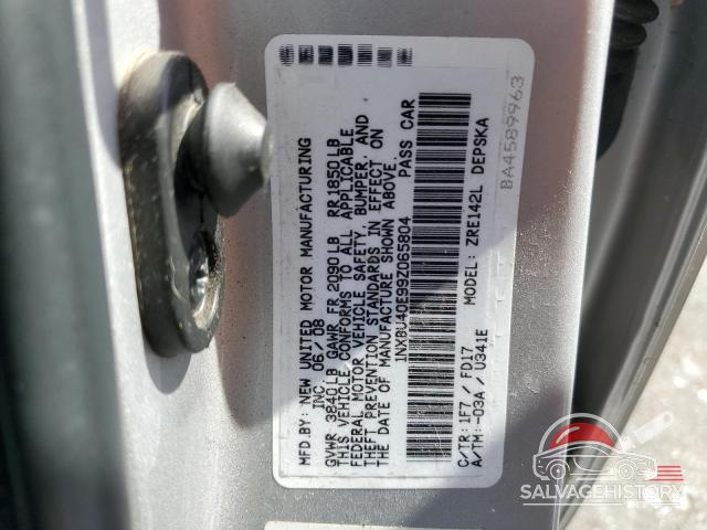 1NXBU40E99Z065804 2009 TOYOTA COROLLA photo no. 12