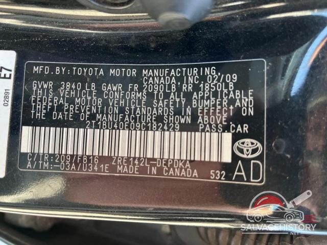 2T1BU40E09C182429 2009 TOYOTA COROLLA photo no. 10