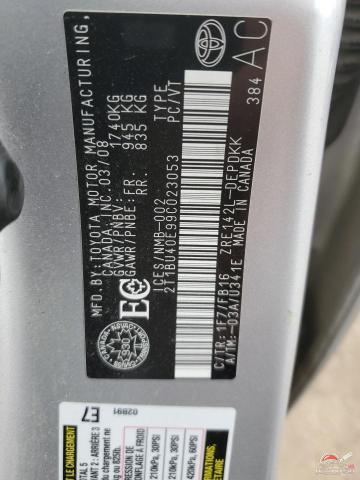 2T1BU40E99C023053 2009 TOYOTA COROLLA photo no. 12