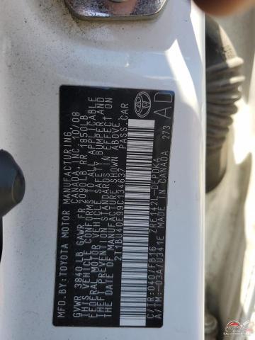 2T1BU40E99C134637 2009 TOYOTA COROLLA photo no. 12