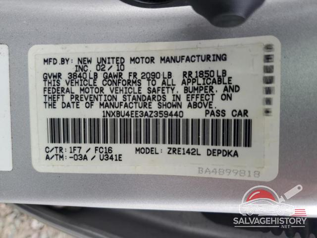 1NXBU4EE3AZ359440 2010 TOYOTA COROLLA photo no. 12