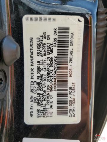 1NXBU4EE5AZ352912 2010 TOYOTA COROLLA photo no. 12
