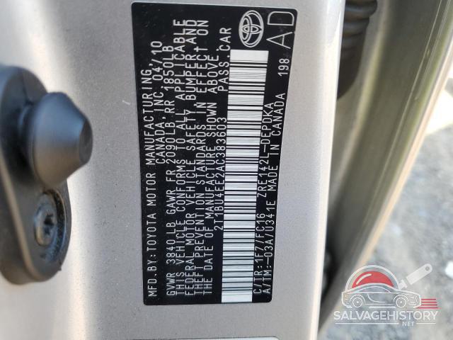 2T1BU4EE2AC383603 2010 TOYOTA COROLLA photo no. 12