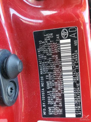 2T1BU4EE2AC479361 2010 TOYOTA COROLLA photo no. 12