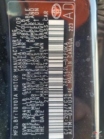 2T1BU4EE7AC243711 2010 TOYOTA COROLLA photo no. 12