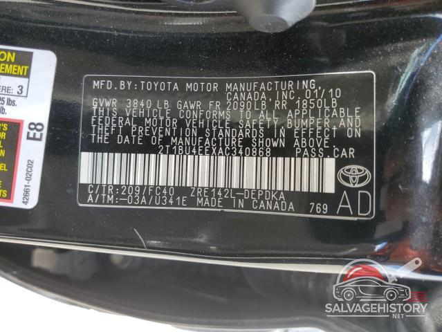 2T1BU4EEXAC340868 2010 TOYOTA COROLLA photo no. 12