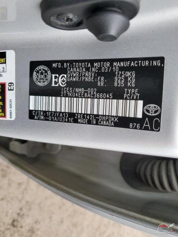 2T1KU4EE8AC366045 2010 TOYOTA COROLLA photo no. 12
