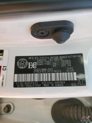 2T1LE4EE2AC018274 2010 TOYOTA COROLLA photo no. 12