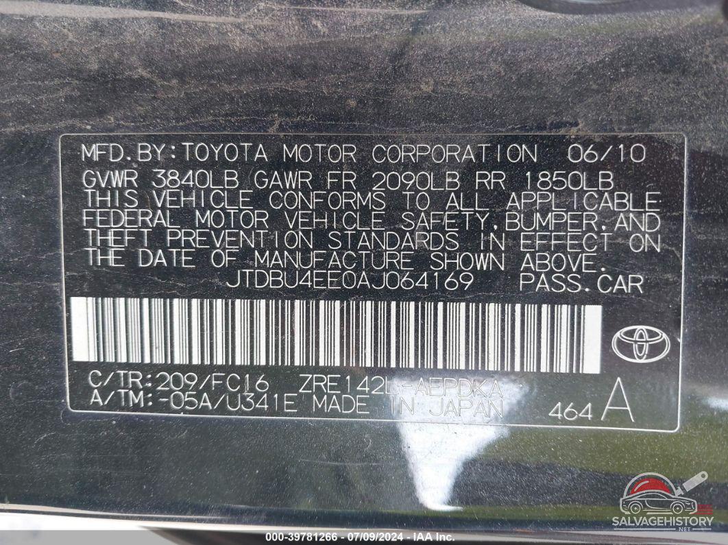JTDBU4EE0AJ064169 2010 TOYOTA COROLLA photo no. 9