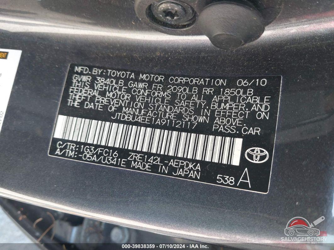 JTDBU4EE1A9112117 2010 TOYOTA COROLLA photo no. 9