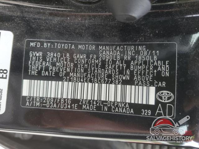2T1BU4EE1BC677382 2011 TOYOTA COROLLA photo no. 13