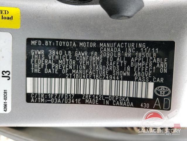 2T1BU4EE1BC749441 2011 TOYOTA COROLLA photo no. 12