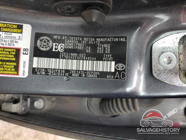 2T1BU4EE0CC848544 2012 TOYOTA COROLLA photo no. 12