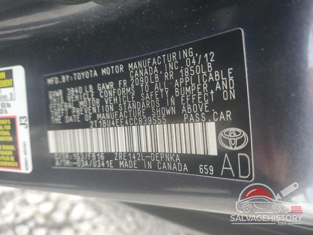 2T1BU4EE4CC839555 2012 TOYOTA COROLLA photo no. 13