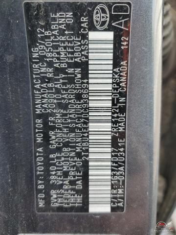 2T1BU4EE7DC938694 2013 TOYOTA COROLLA photo no. 12