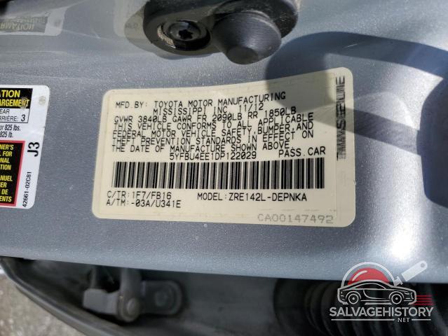5YFBU4EE1DP122029 2013 TOYOTA COROLLA photo no. 12