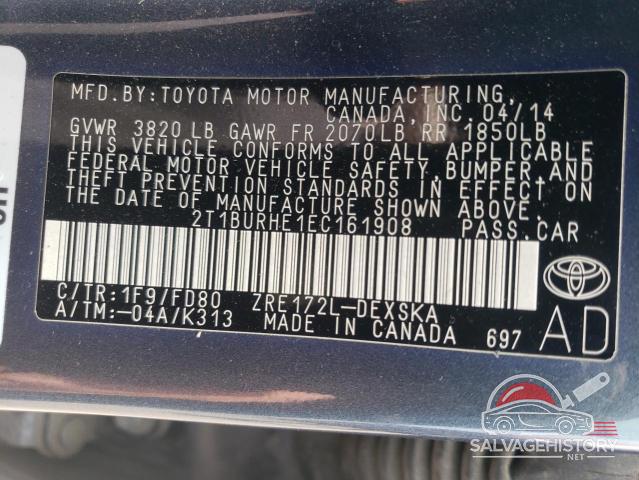 2T1BURHE1EC161908 2014 TOYOTA COROLLA photo no. 12