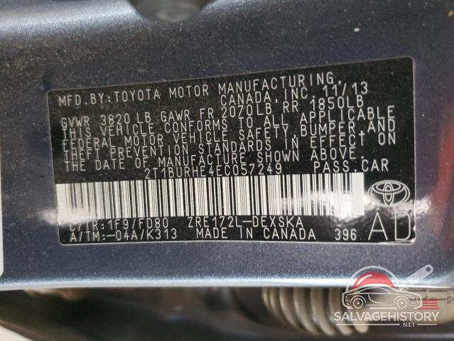 2T1BURHE4EC057249 2014 TOYOTA COROLLA photo no. 12