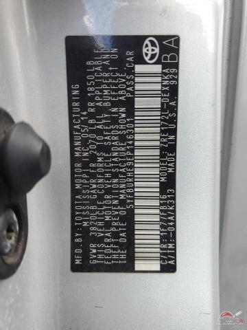 5YFBURHE9EP146301 2014 TOYOTA COROLLA photo no. 12