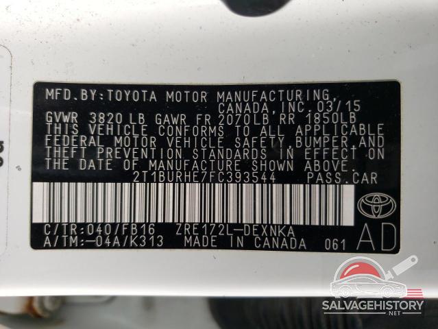 2T1BURHE7FC393544 2015 TOYOTA COROLLA photo no. 12