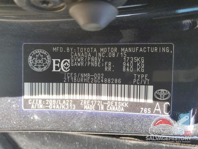 2T1BURHE2GC488286 2016 TOYOTA COROLLA photo no. 13