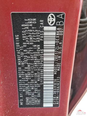5YFBURHE2GP400546 2016 TOYOTA COROLLA photo no. 12