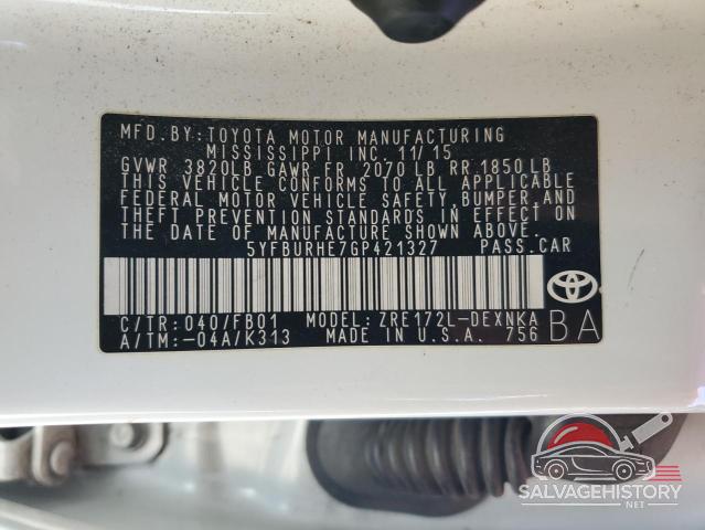 5YFBURHE7GP421327 2016 TOYOTA COROLLA photo no. 13