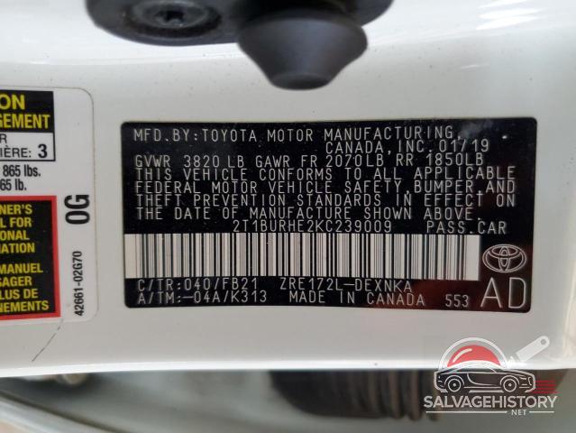 2T1BURHE2KC239009 2019 TOYOTA COROLLA photo no. 13