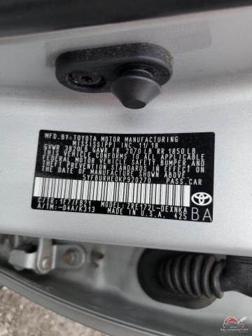 5YFBURHE0KP920270 2019 TOYOTA COROLLA photo no. 12