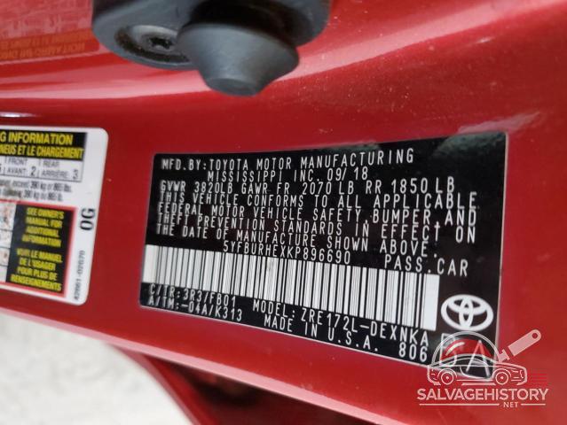 5YFBURHEXKP896690 2019 TOYOTA COROLLA photo no. 12