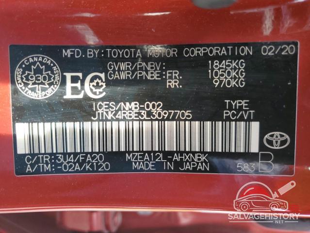 JTNK4RBE3L3097705 2020 TOYOTA COROLLA photo no. 12