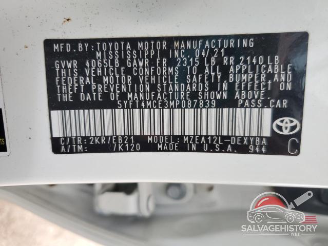 5YFT4MCE3MP087839 2021 TOYOTA COROLLA photo no. 13