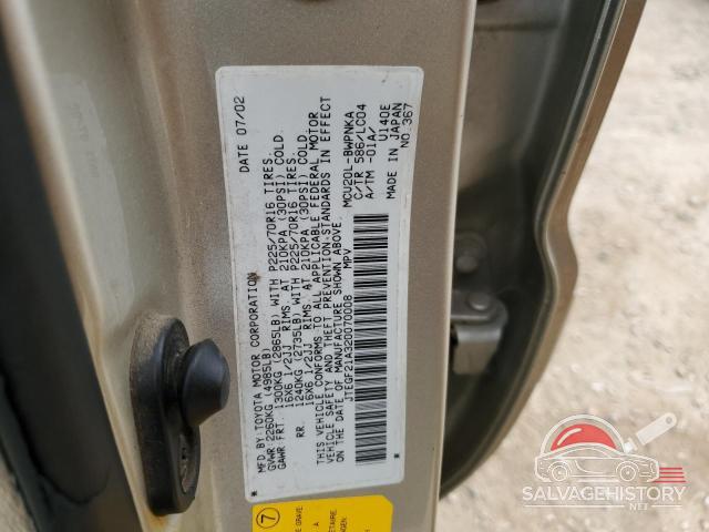 JTEGF21A320070008 2002 TOYOTA HIGHLANDER photo no. 12