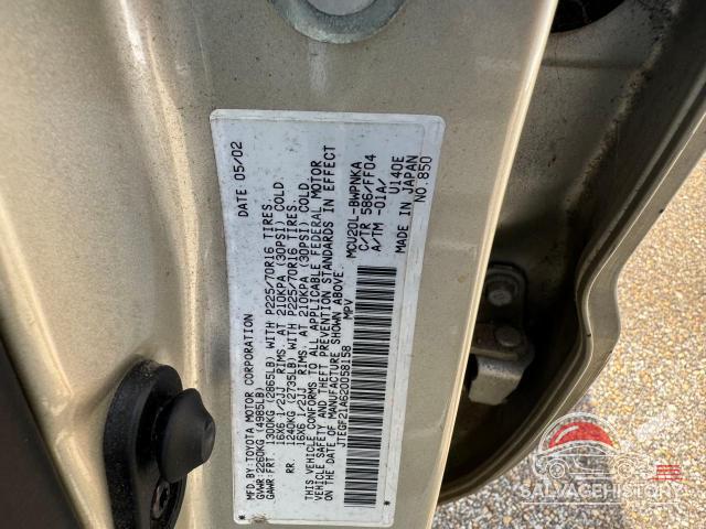 JTEGF21A620058158 2002 TOYOTA HIGHLANDER photo no. 10
