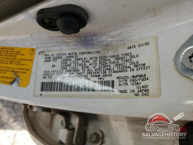 JTEHF21A420073956 2002 TOYOTA HIGHLANDER photo no. 12