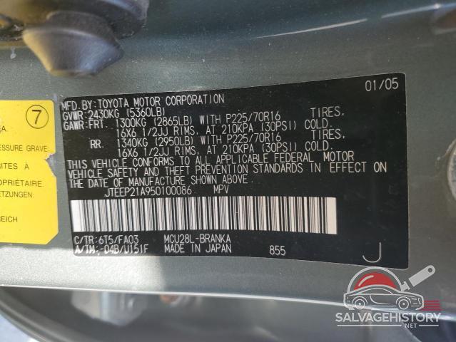 JTEEP21A950100086 2005 TOYOTA HIGHLANDER photo no. 14