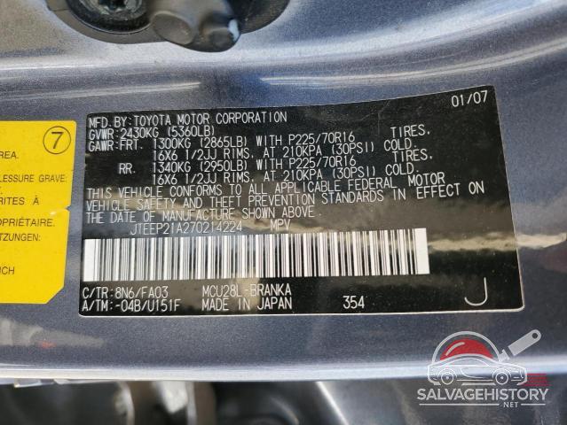 JTEEP21A270214224 2007 TOYOTA HIGHLANDER photo no. 13