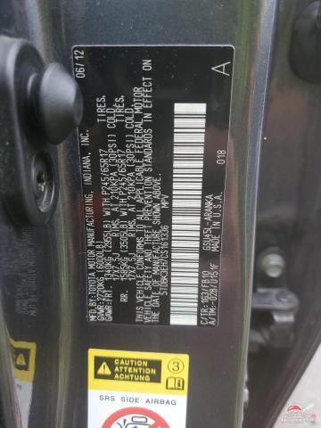 5TDBK3EH7CS161336 2012 TOYOTA HIGHLANDER photo no. 12