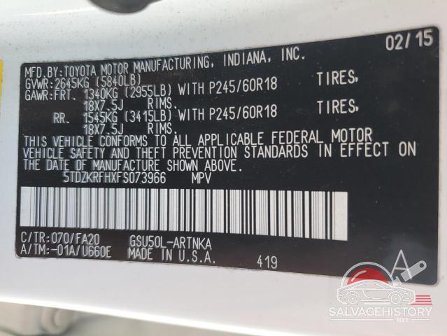 5TDZKRFHXFS073966 2015 TOYOTA HIGHLANDER photo no. 14