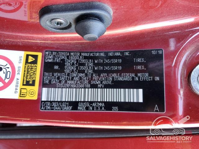 5TDJZRFH6KS566188 2019 TOYOTA HIGHLANDER photo no. 13