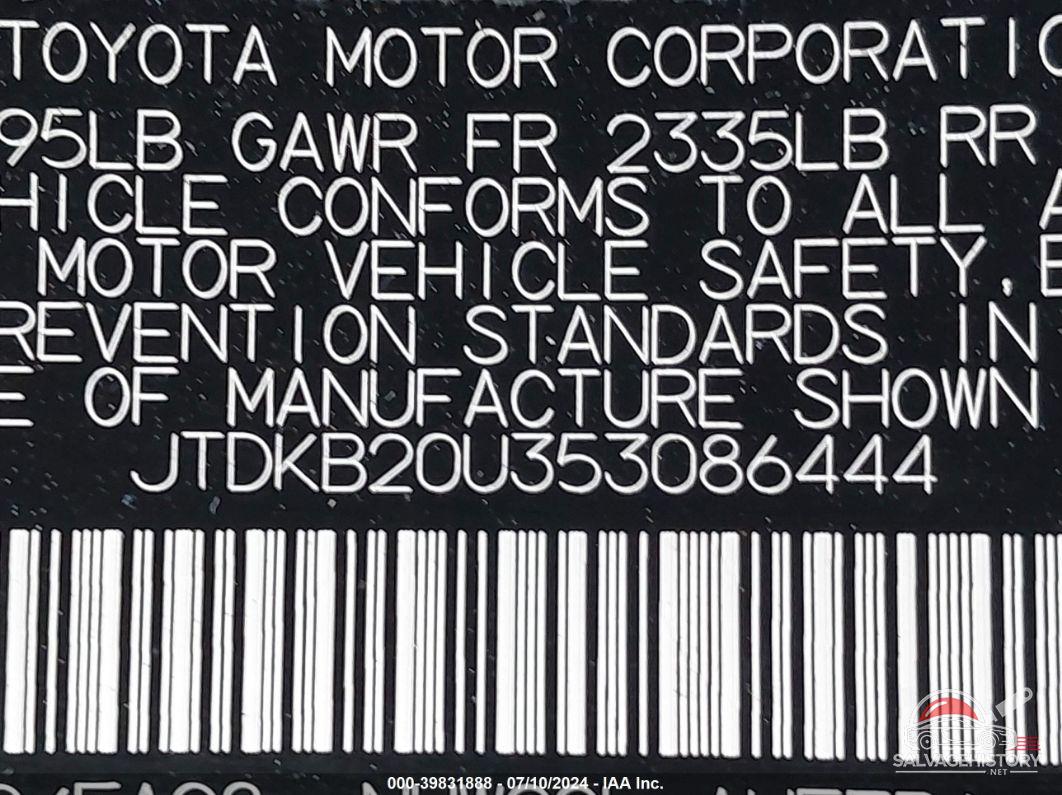 JTDKB20U353086444 2005 TOYOTA PRIUS photo no. 9
